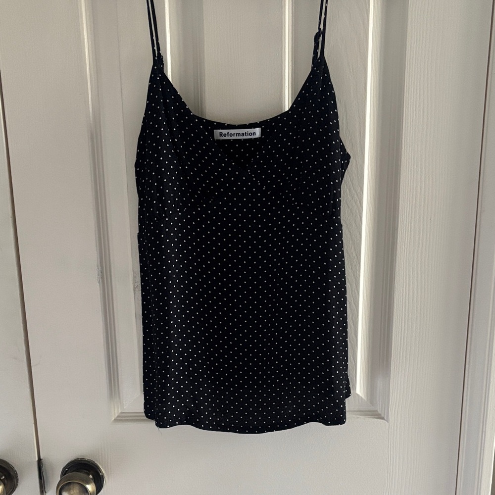 Reformation Black and White Polka Dot Camisole